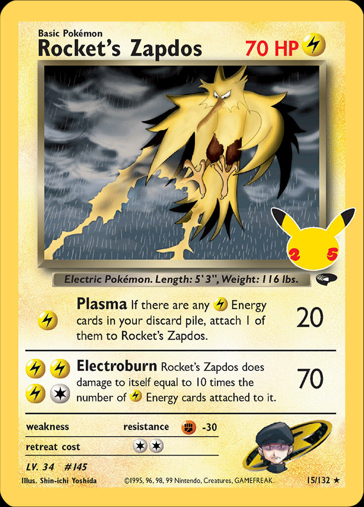 Rocket's Zapdos (15/132) [Celebrations: 25th Anniversary - Classic Collection] | Sanctuary Gaming