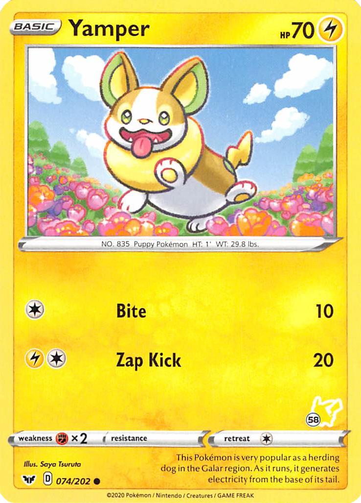 Yamper (074/202) (Pikachu Stamp #58) [Battle Academy 2022] | Sanctuary Gaming