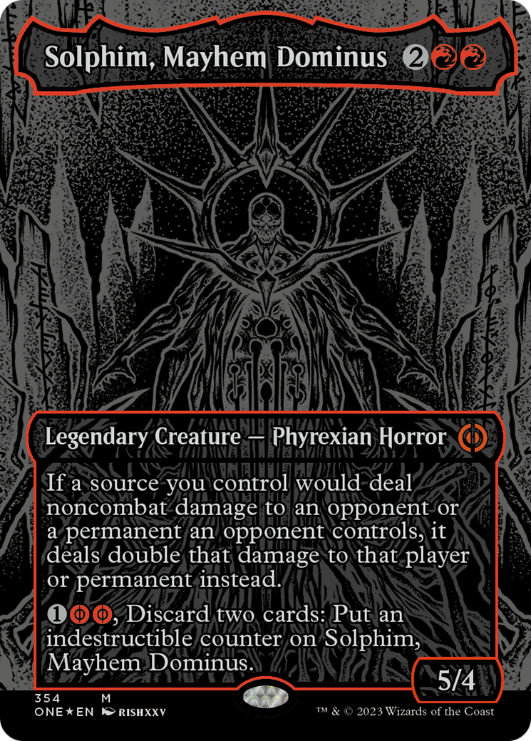 Solphim, Mayhem Dominus (Oil Slick Raised Foil) [Phyrexia: All Will Be One] | Sanctuary Gaming