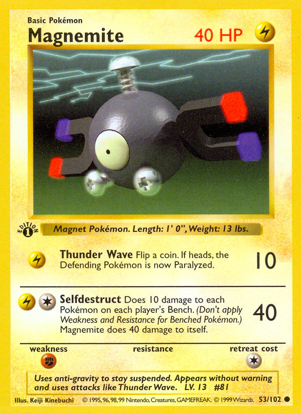 Magnemite (53/102) (Shadowless) [Base Set 1st Edition] | Sanctuary Gaming