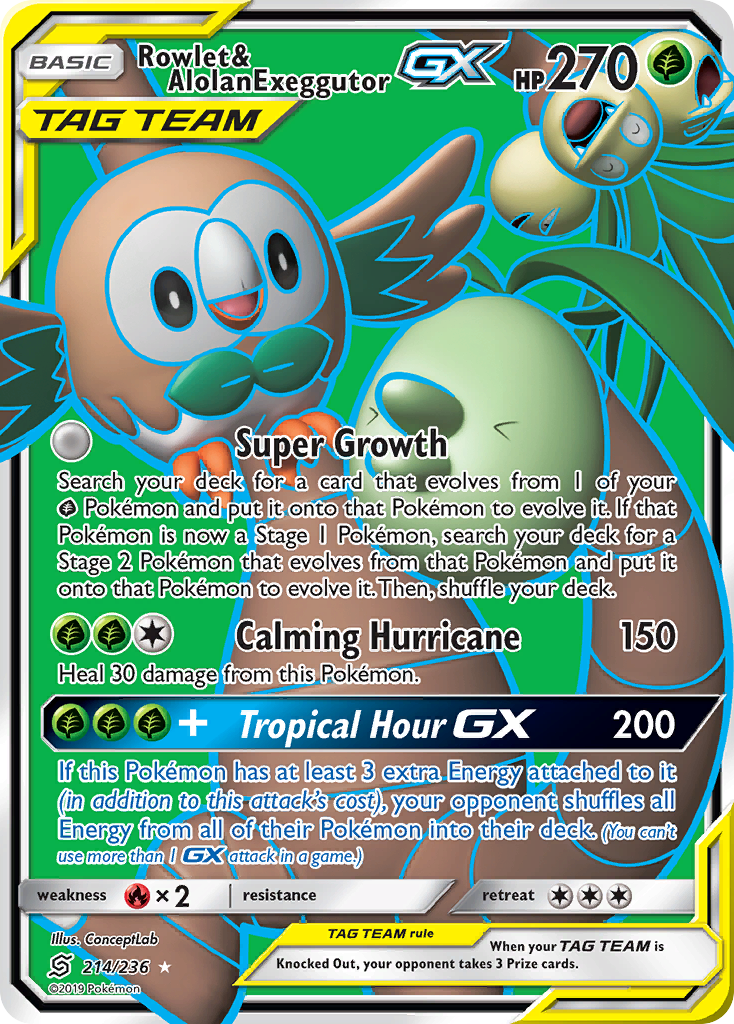 Rowlet & Alolan Exeggutor GX (214/236) [Sun & Moon: Unified Minds] | Sanctuary Gaming