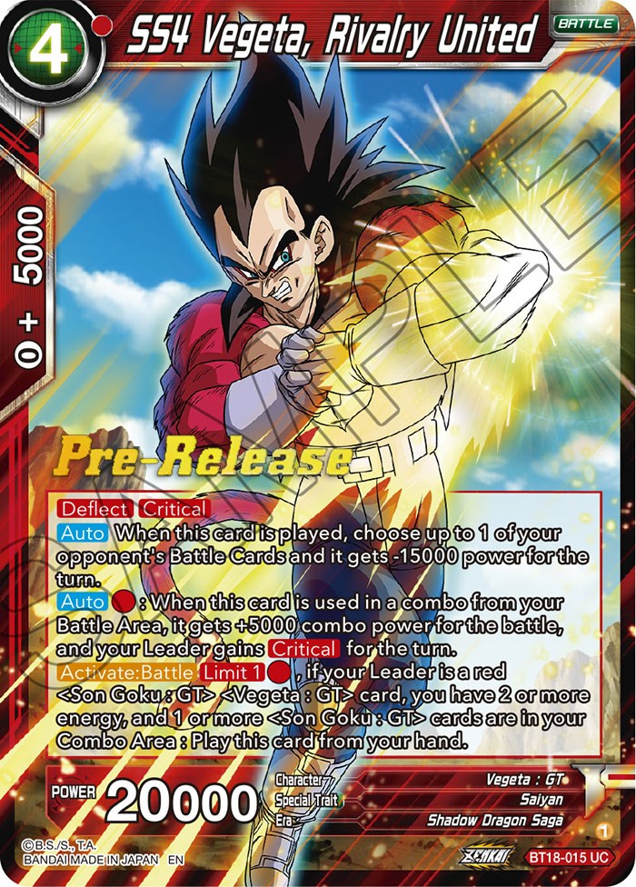 SS4 Vegeta, Rivalry United (BT18-015) [Dawn of the Z-Legends Prerelease Promos] | Sanctuary Gaming