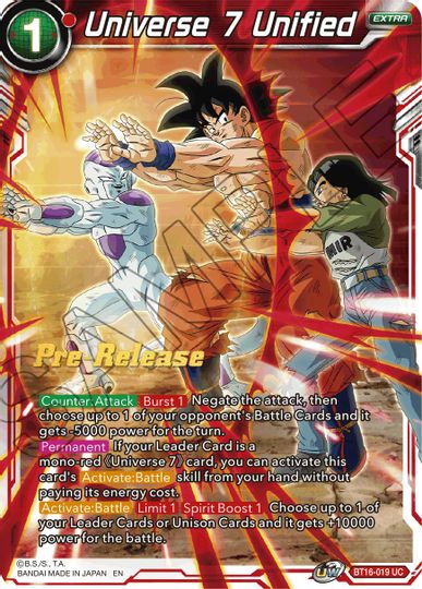 Universe 7 Unified (BT16-019) [Realm of the Gods Prerelease Promos] | Sanctuary Gaming