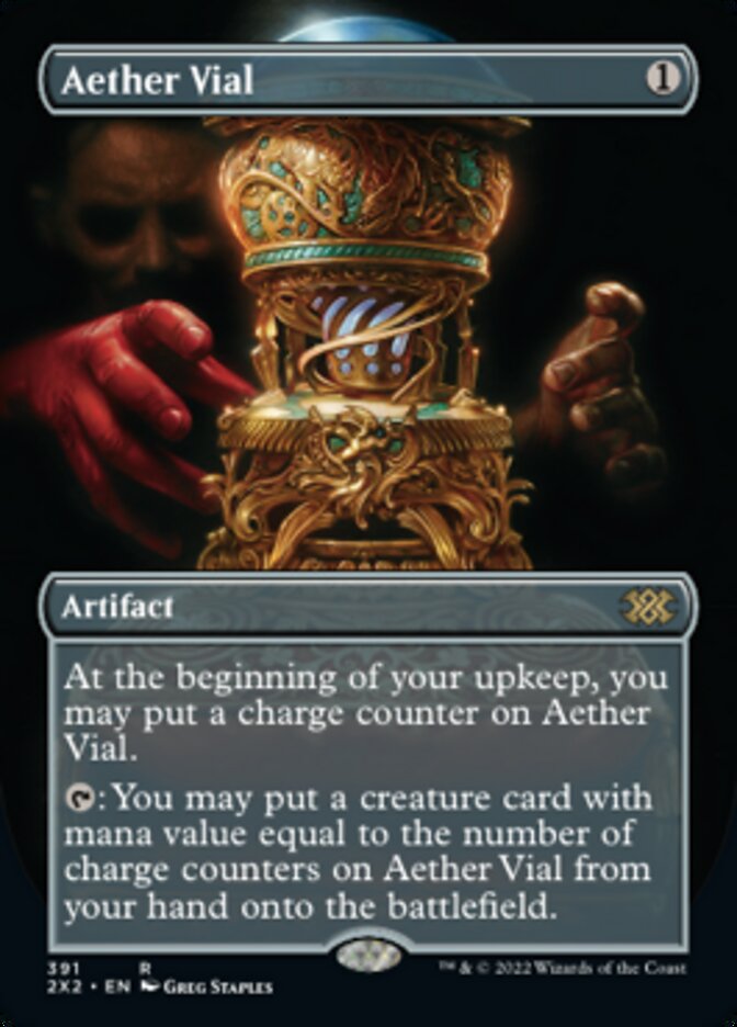 Aether Vial (Borderless Alternate Art) [Double Masters 2022] | Sanctuary Gaming