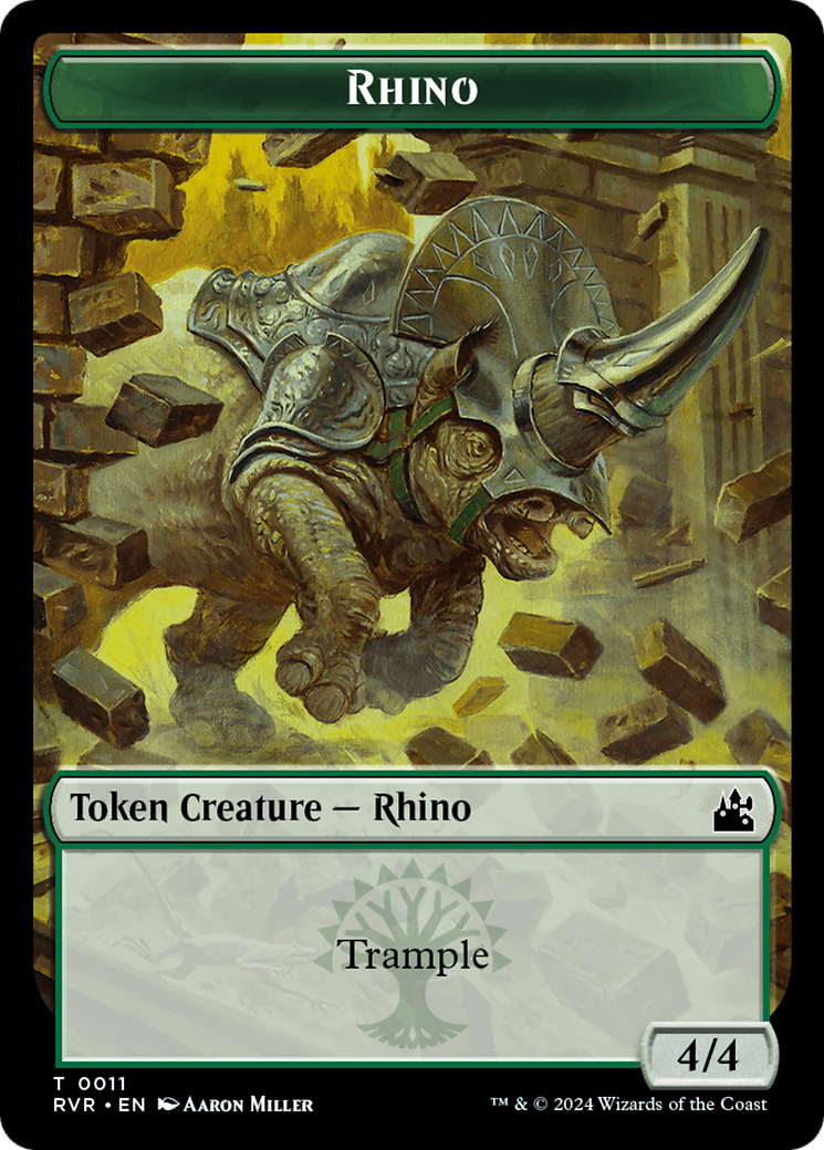 Elf Knight // Rhino Double-Sided Token [Ravnica Remastered Tokens] | Sanctuary Gaming