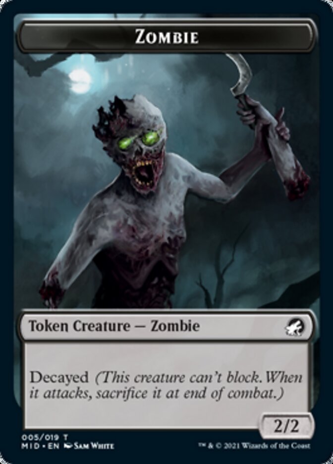 Zombie (005) // Wrenn and Seven Emblem Double-sided Token [Innistrad: Midnight Hunt Tokens] | Sanctuary Gaming