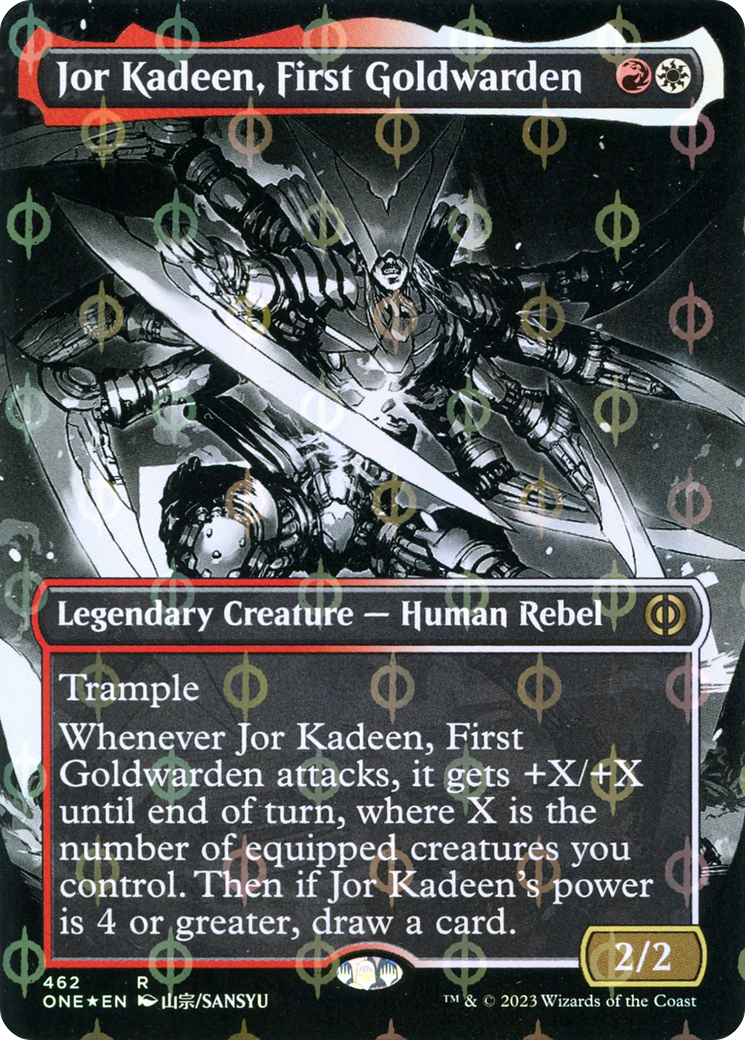 Jor Kadeen, First Goldwarden (Borderless Manga Step-and-Compleat Foil) [Phyrexia: All Will Be One] | Sanctuary Gaming