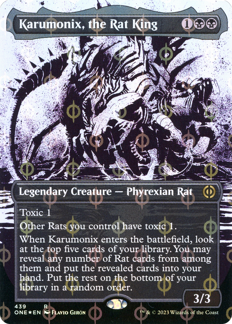 Karumonix, the Rat King (Borderless Ichor Step-and-Compleat Foil) [Phyrexia: All Will Be One] | Sanctuary Gaming