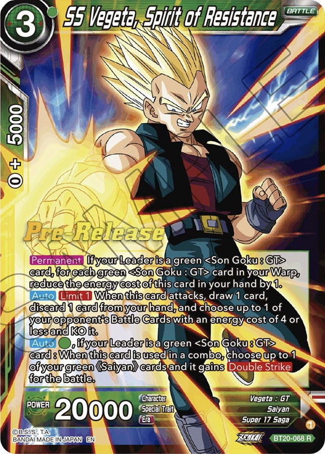 SS Vegeta, Spirit of Resistance (BT20-068) [Power Absorbed Prerelease Promos] | Sanctuary Gaming