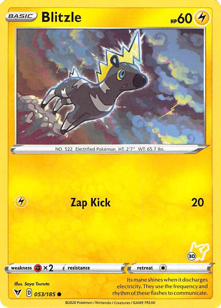 Blitzle (053/185) (Pikachu Stamp #30) [Battle Academy 2022] | Sanctuary Gaming