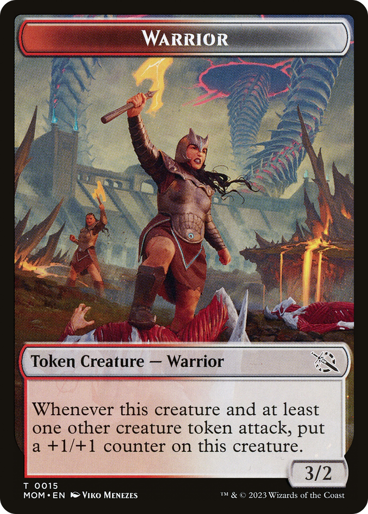 Warrior // Wrenn and Realmbreaker Emblem Double-Sided Token [March of the Machine Tokens] | Sanctuary Gaming