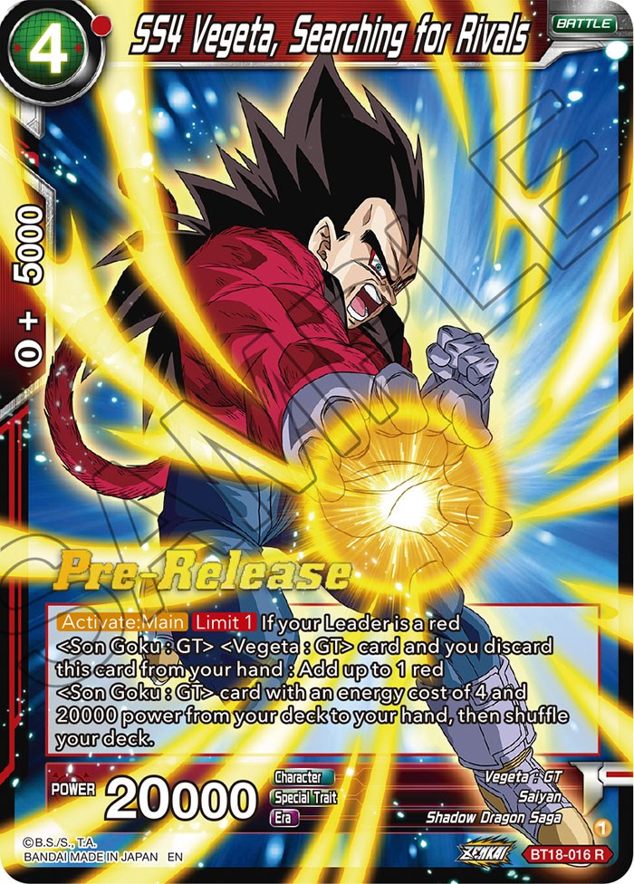 SS4 Vegeta, Searching for Rivals (BT18-016) [Dawn of the Z-Legends Prerelease Promos] | Sanctuary Gaming