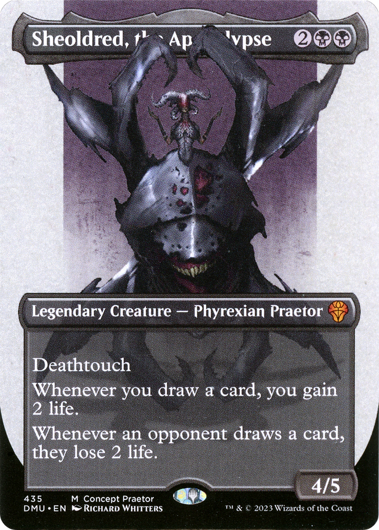 Sheoldred, the Apocalypse (Borderless Concept Praetors) [Phyrexia: All Will Be One] | Sanctuary Gaming