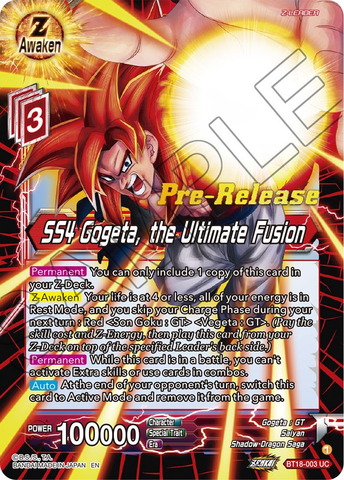 SS4 Gogeta, the Ultimate Fusion (BT18-003) [Dawn of the Z-Legends Prerelease Promos] | Sanctuary Gaming