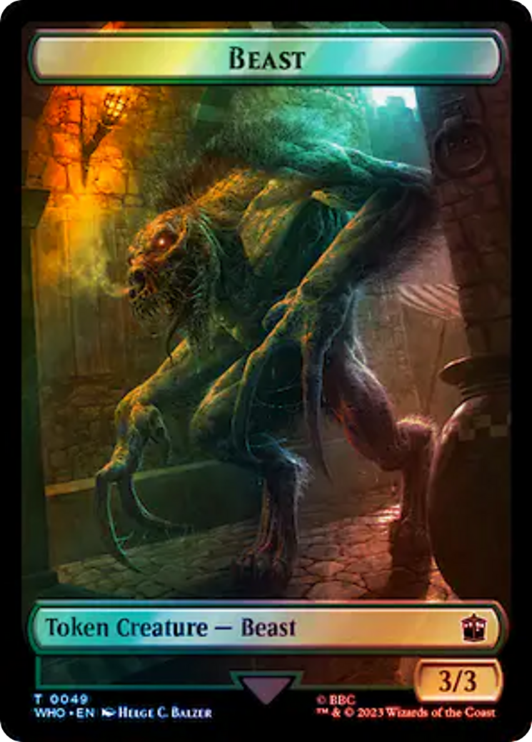 Alien Rhino // Beast Double-Sided Token (Surge Foil) [Doctor Who Tokens] | Sanctuary Gaming
