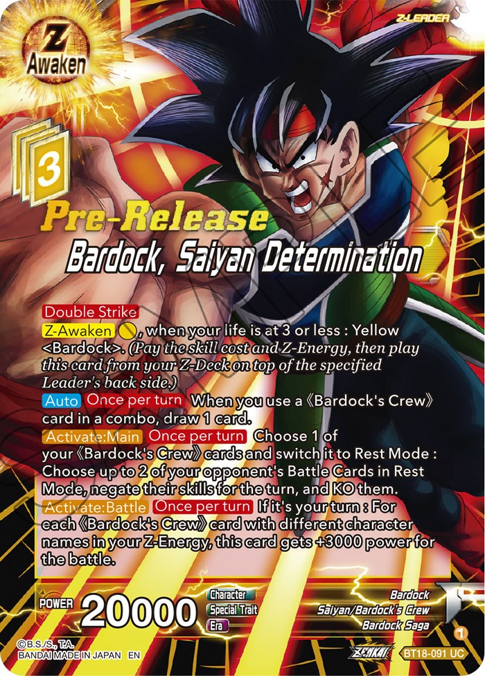 Bardock, Saiyan Determination (BT18-091) [Dawn of the Z-Legends Prerelease Promos] | Sanctuary Gaming