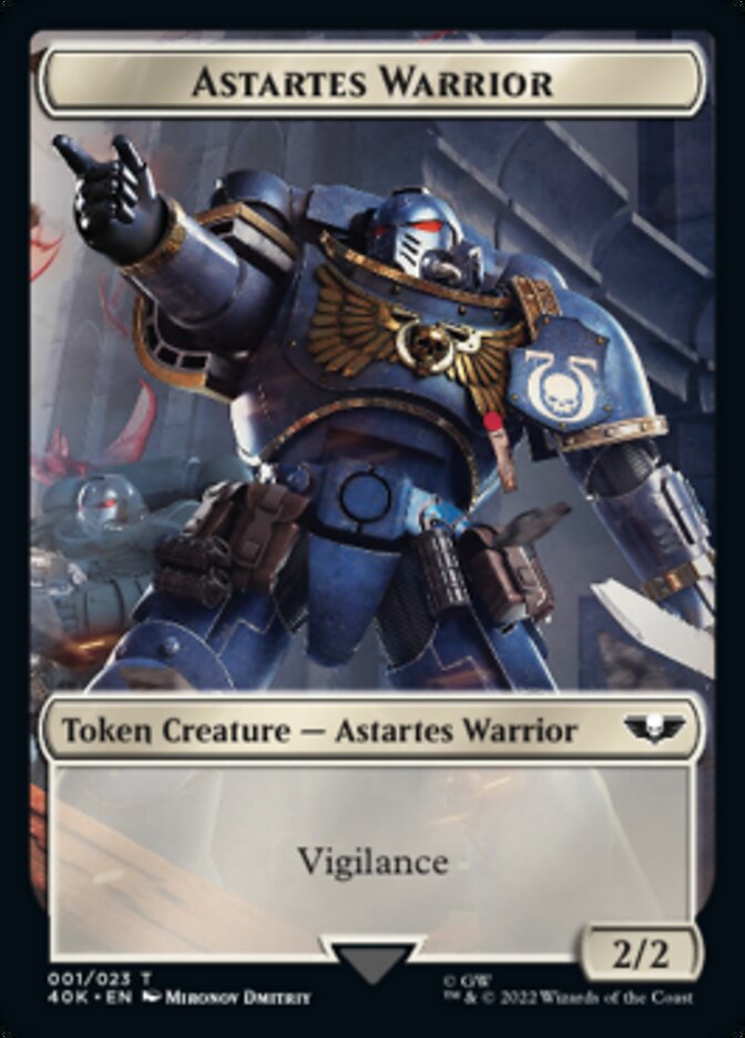 Astartes Warrior // Clue Double-sided Token (Surge Foil) [Universes Beyond: Warhammer 40,000 Tokens] | Sanctuary Gaming