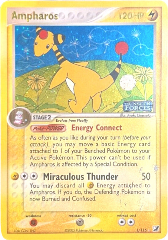 Ampharos (1/115) (Stamped) [EX: Unseen Forces] | Sanctuary Gaming