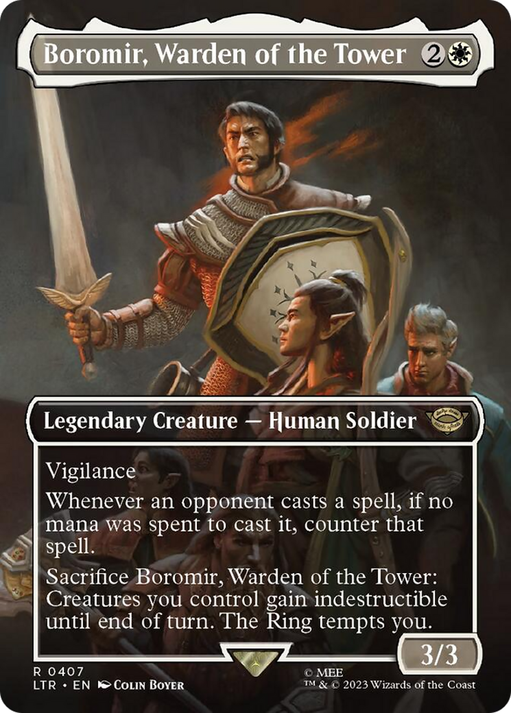 Boromir, Warden of the Tower (Borderless Alternate Art) [The Lord of the Rings: Tales of Middle-Earth] | Sanctuary Gaming
