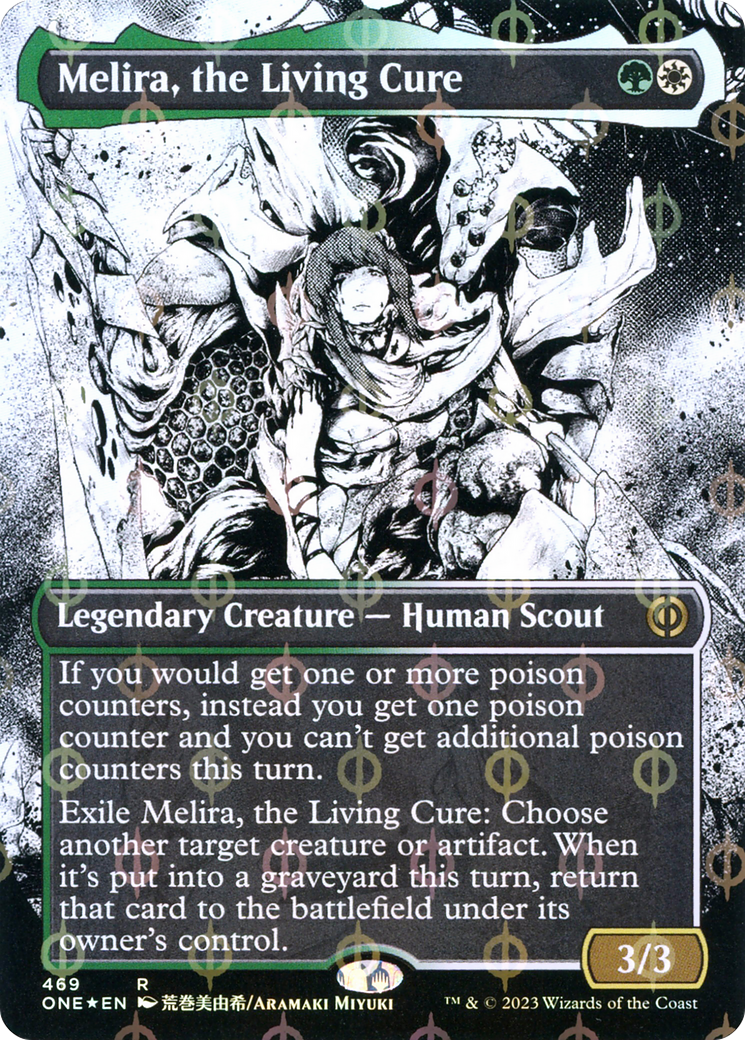 Melira, the Living Cure (Borderless Manga Step-and-Compleat Foil) [Phyrexia: All Will Be One] | Sanctuary Gaming