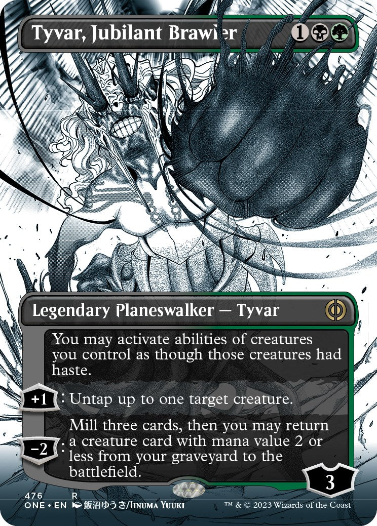 Tyvar, Jubilant Brawler (Borderless Manga Step-and-Compleat Foil) [Phyrexia: All Will Be One] | Sanctuary Gaming