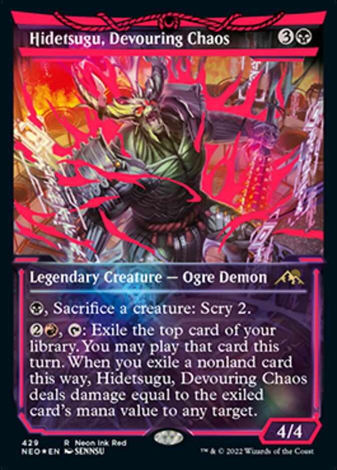 Hidetsugu, Devouring Chaos (Neon Ink Red) [Kamigawa: Neon Dynasty] | Sanctuary Gaming