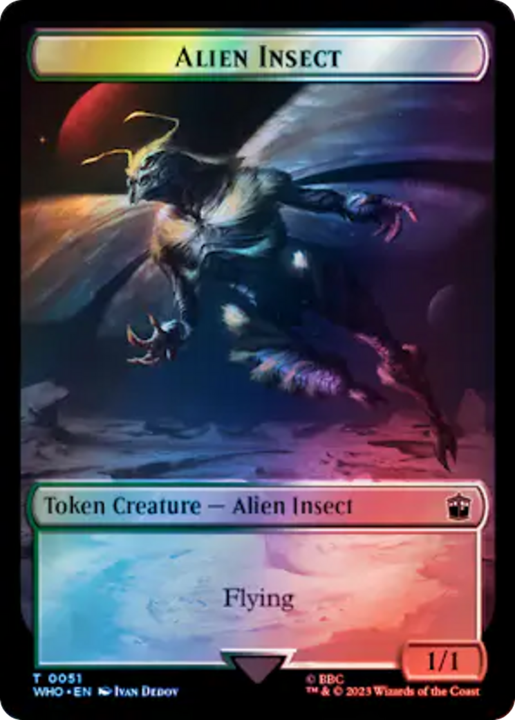 Alien Angel // Alien Insect Double-Sided Token (Surge Foil) [Doctor Who Tokens] | Sanctuary Gaming
