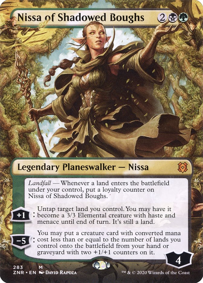 Nissa of Shadowed Boughs (Borderless) [Zendikar Rising] | Sanctuary Gaming