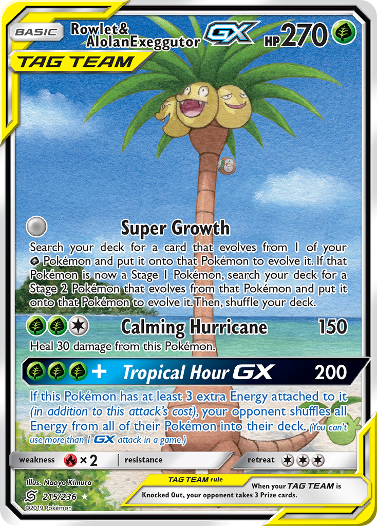 Rowlet & Alolan Exeggutor GX (215/236) [Sun & Moon: Unified Minds] | Sanctuary Gaming