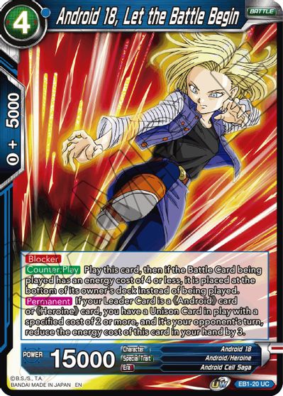 Android 18, Let the Battle Begin (EB1-20) [Battle Evolution Booster] | Sanctuary Gaming