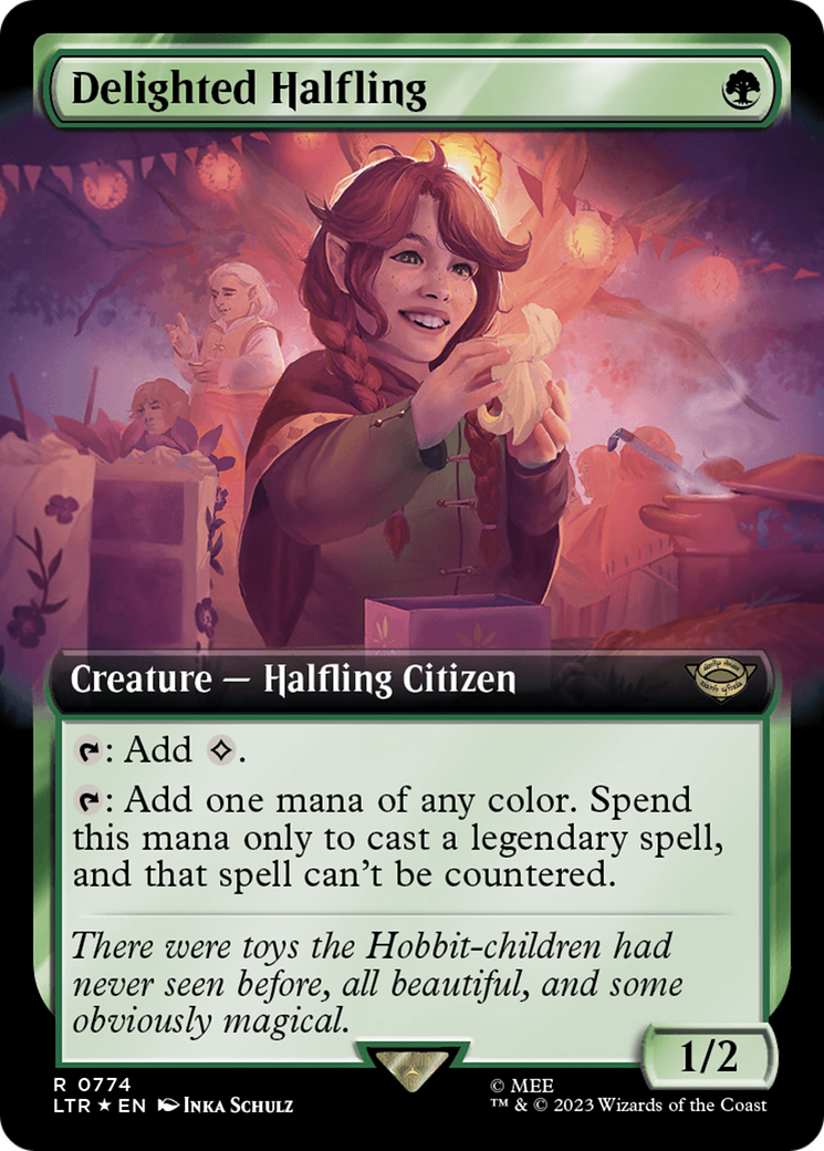 Delighted Halfling (Extended Art) (Surge Foil) [The Lord of the Rings: Tales of Middle-Earth] | Sanctuary Gaming
