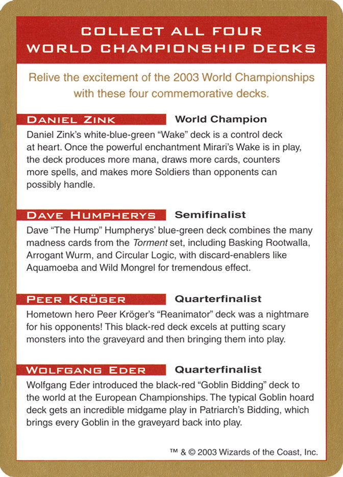 2003 World Championships Ad [World Championship Decks 2003] | Sanctuary Gaming