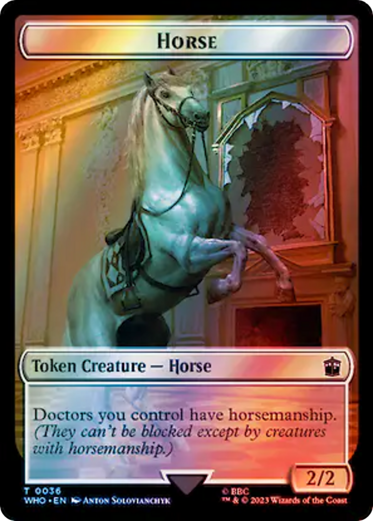 Horse // Clue (0053) Double-Sided Token (Surge Foil) [Doctor Who Tokens] | Sanctuary Gaming