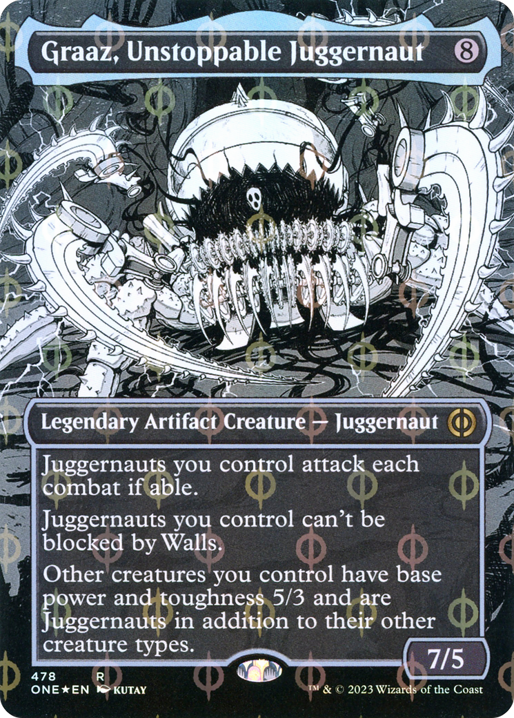 Graaz, Unstoppable Juggernaut (Borderless Manga Step-and-Compleat Foil) [Phyrexia: All Will Be One] | Sanctuary Gaming