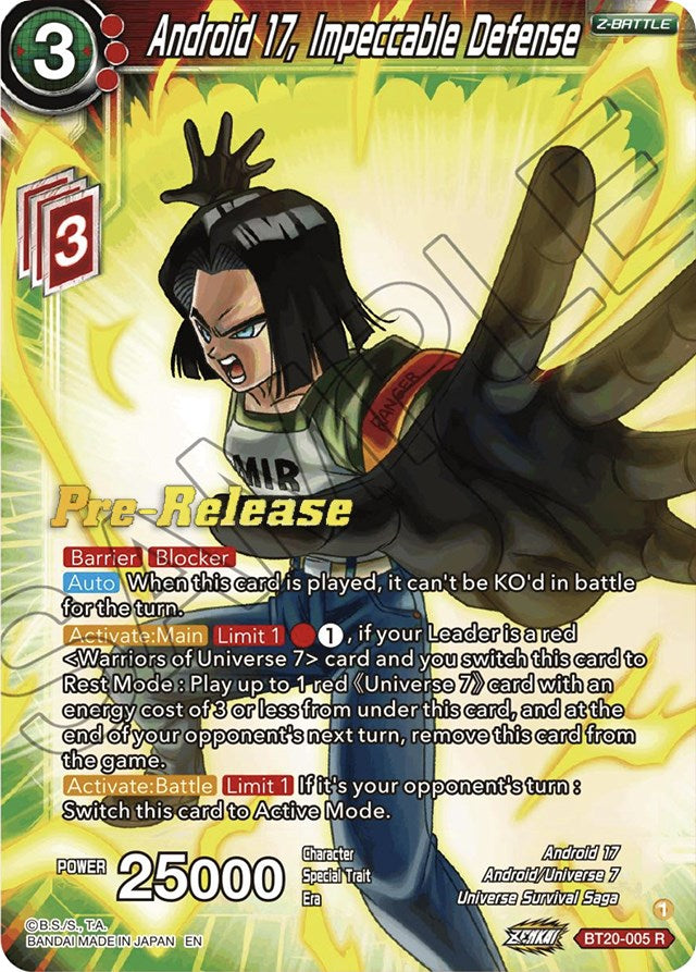 Android 17, Impeccable Defense (BT20-005) [Power Absorbed Prerelease Promos] | Sanctuary Gaming