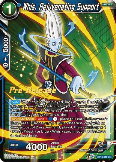 Whis, Rejuvenating Support (BT16-040) [Realm of the Gods Prerelease Promos] | Sanctuary Gaming