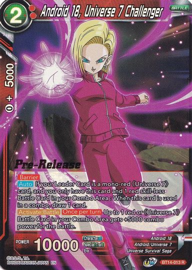 Android 18, Universe 7 Challenger (BT14-013) [Cross Spirits Prerelease Promos] | Sanctuary Gaming