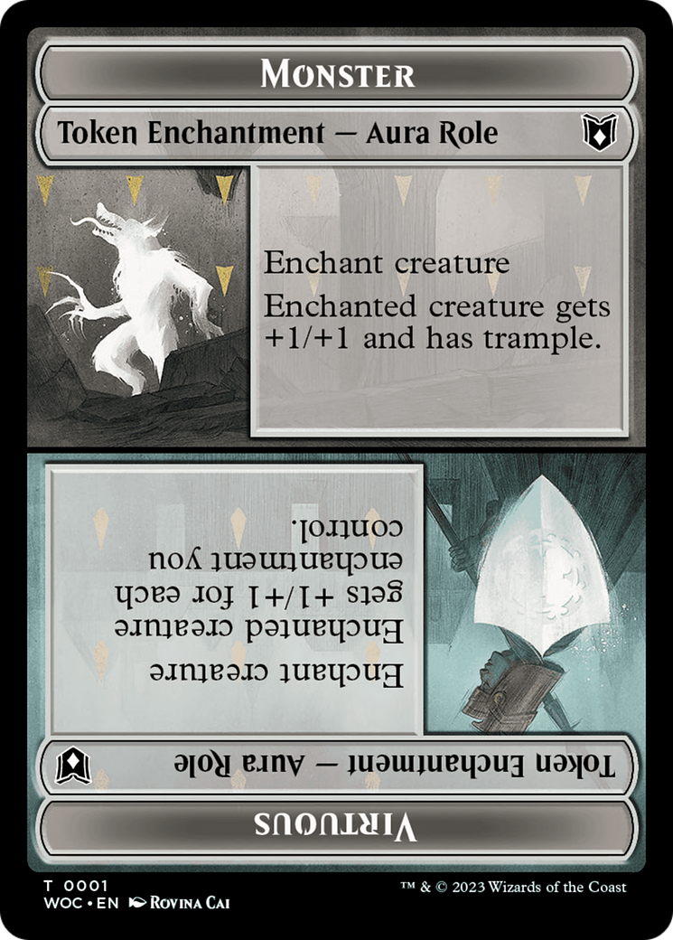 Copy // Monster Role / Virtuous Role Double-Sided Token [Wilds of Eldraine Commander Tokens] | Sanctuary Gaming