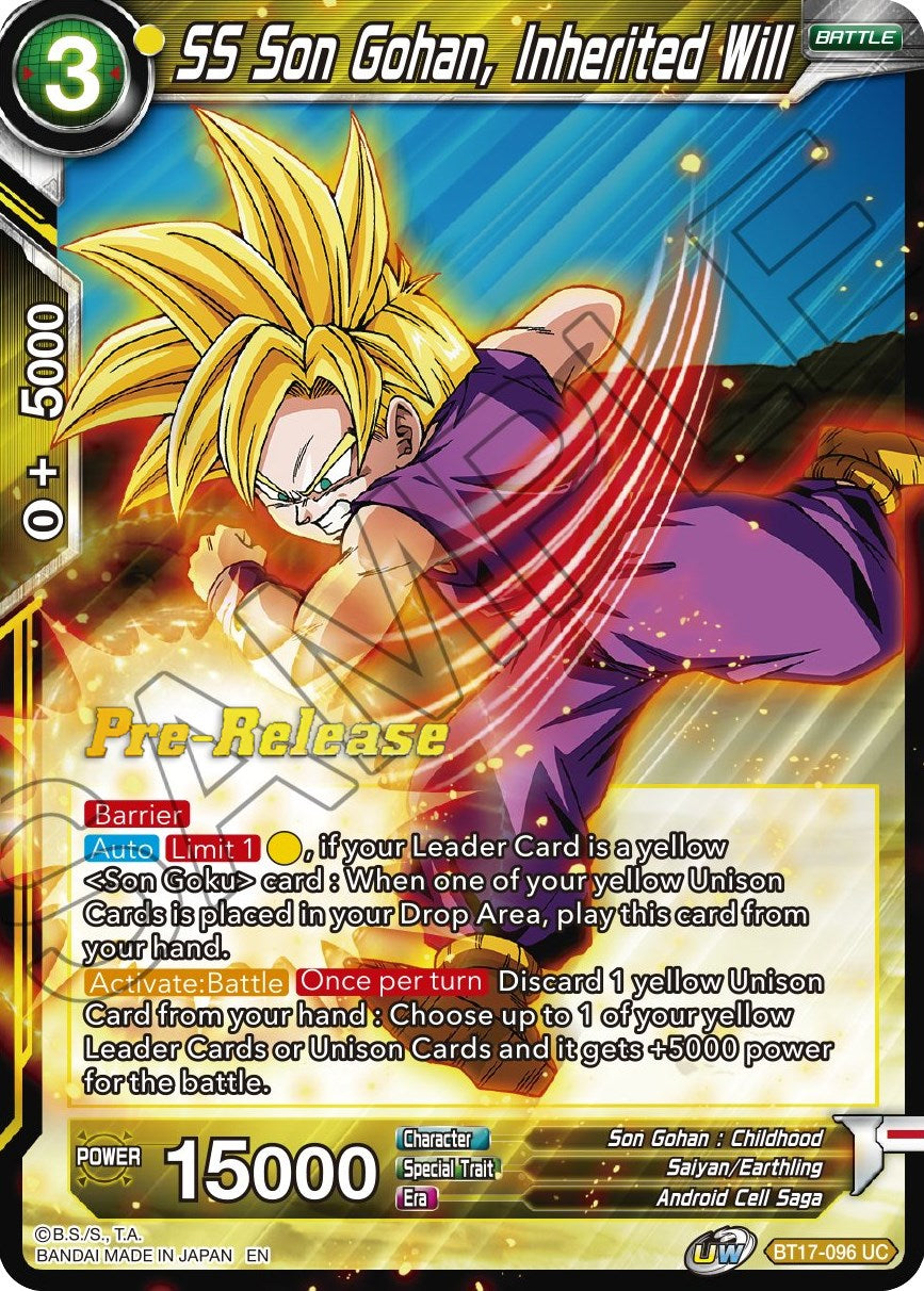 SS Son Gohan, Inherited Will (BT17-096) [Ultimate Squad Prerelease Promos] | Sanctuary Gaming