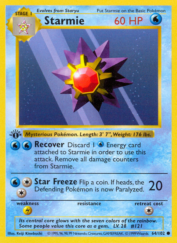 Starmie (64/102) (Shadowless) [Base Set 1st Edition] | Sanctuary Gaming