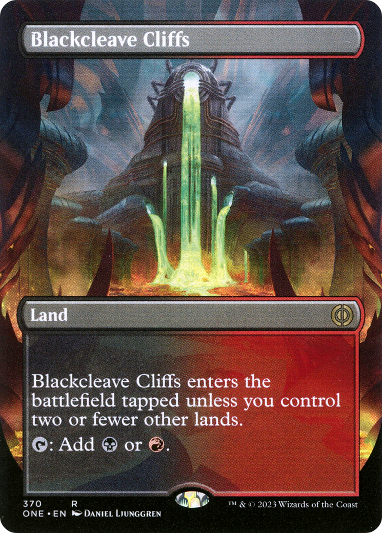 Blackcleave Cliffs (Borderless Alternate Art) [Phyrexia: All Will Be One] | Sanctuary Gaming