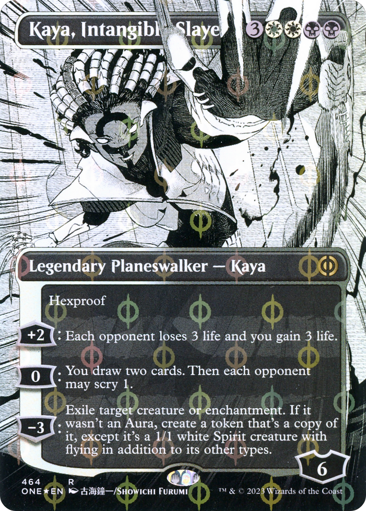 Kaya, Intangible Slayer (Borderless Manga Step-and-Compleat Foil) [Phyrexia: All Will Be One] | Sanctuary Gaming