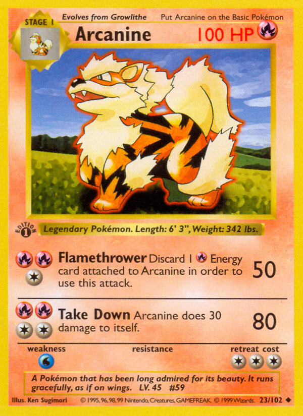 Arcanine (23/102) (Shadowless) [Base Set 1st Edition] | Sanctuary Gaming