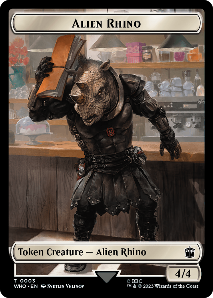 Alien Rhino // Alien Salamander Double-Sided Token (Surge Foil) [Doctor Who Tokens] | Sanctuary Gaming