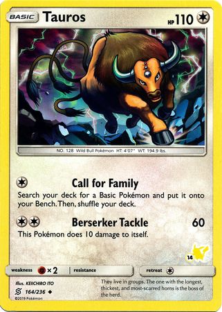 Tauros (164/236) (Pikachu Stamp #14) [Battle Academy 2020] | Sanctuary Gaming