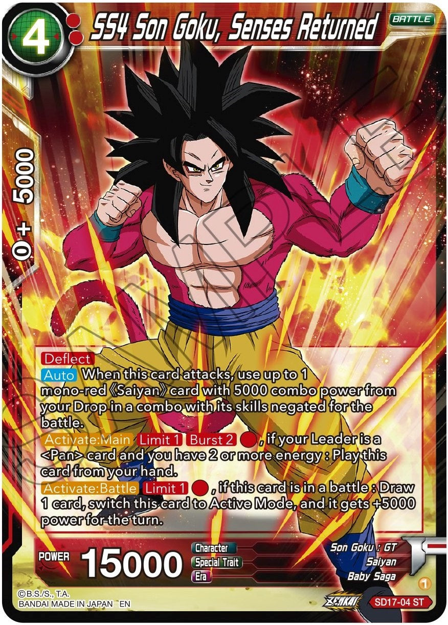 SS4 Son Goku, Senses Returned (SD17-04) [Dawn of the Z-Legends] | Sanctuary Gaming