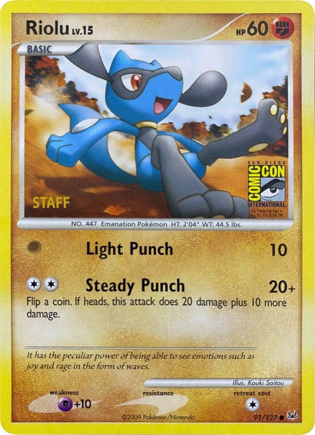 Riolu (91/127) (SDCC 2009) (Staff) [Platinum: Base Set] | Sanctuary Gaming