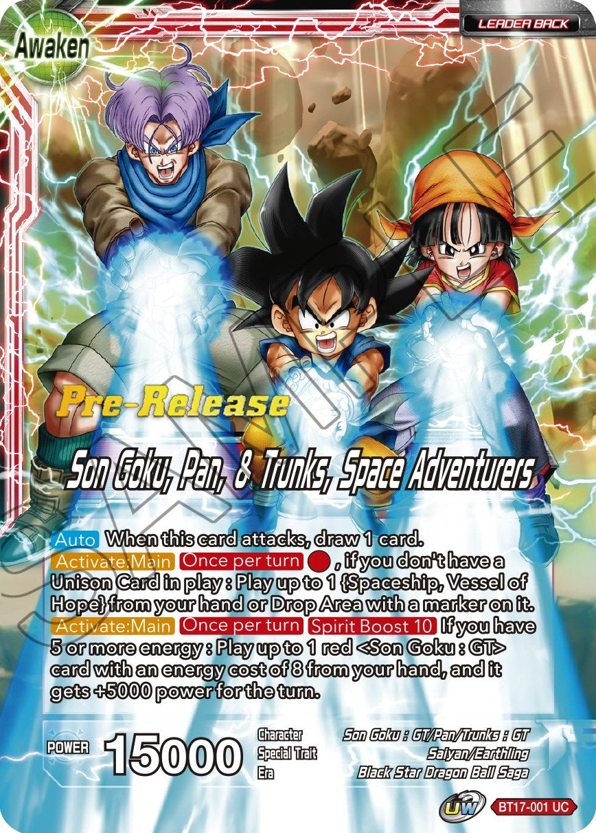 Son Goku // Son Goku, Pan, and Trunks, Space Adventurers (BT17-001) [Ultimate Squad Prerelease Promos] | Sanctuary Gaming