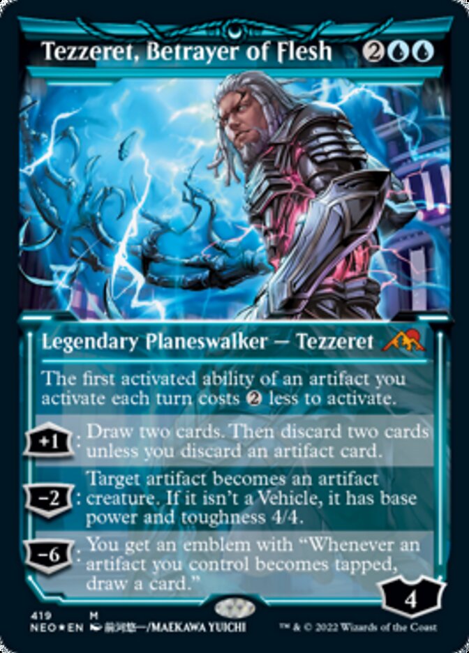 Tezzeret, Betrayer of Flesh (Showcase) (Foil Etched) [Kamigawa: Neon Dynasty] | Sanctuary Gaming