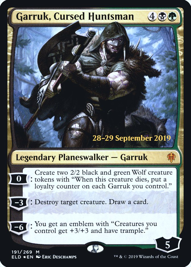 Garruk, Cursed Huntsman  [Throne of Eldraine Prerelease Promos] | Sanctuary Gaming